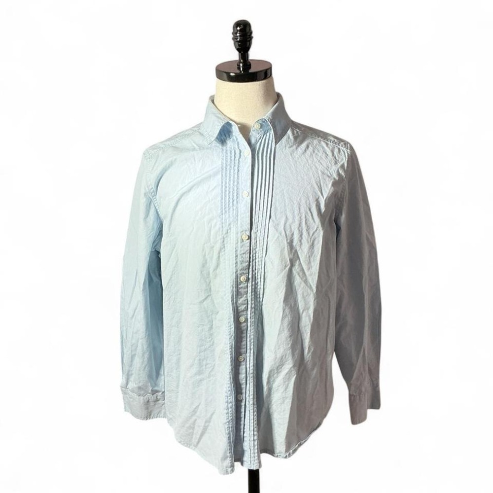 Sundance Light Blue Long Sleeve Pintuck‎ Button Down Shirt Preppy